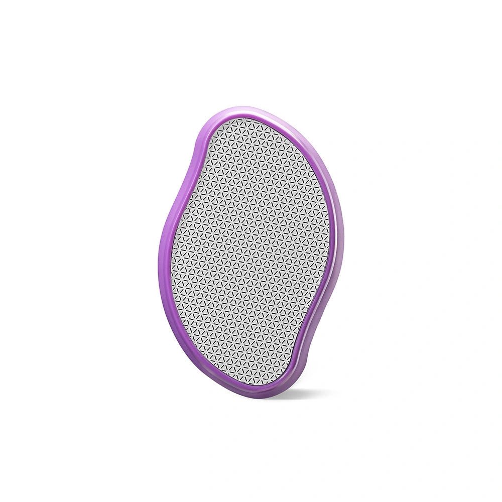 Purple, Matte, Oval-shaped hair removal tool with Nano crystal pattern.