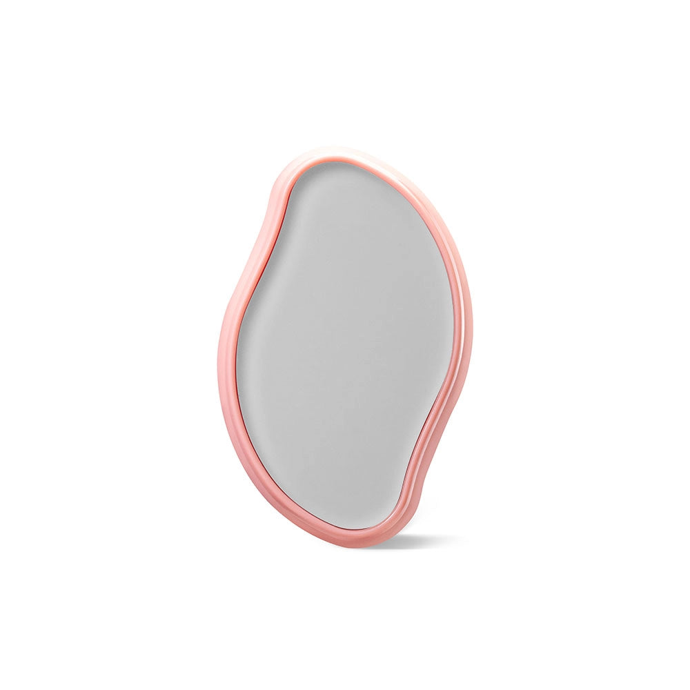 Light pink, Matte, Oval-shaped hair removal tool with Nano crystal pattern.